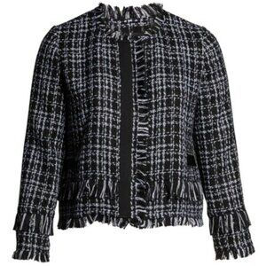 Nordstrom Halogen Jacket-Blazer Business Core Tweed Blazer Black and White Large